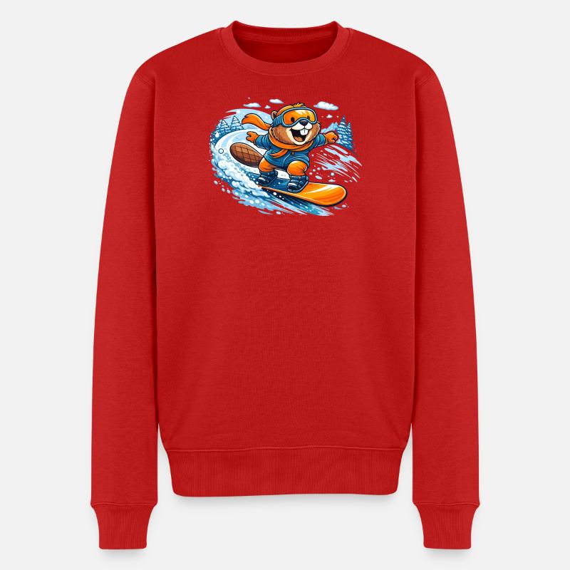 Biber Snowboard Winter - Männer Premium Bio Pullover - Rot