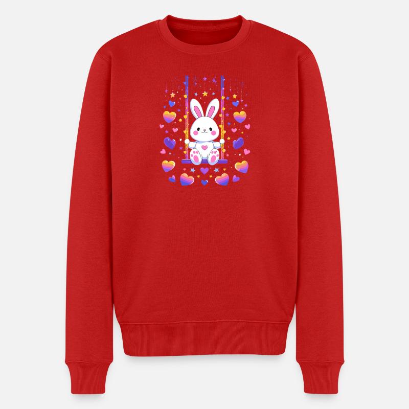 Hasen-Swing mit Herzen - Männer Premium Bio Pullover - Rot