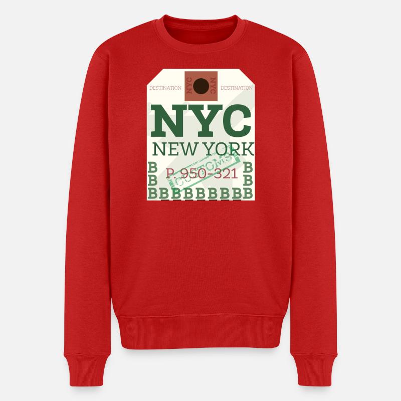 NYC Fetter Passstempel - Männer Premium Bio Pullover - Rot