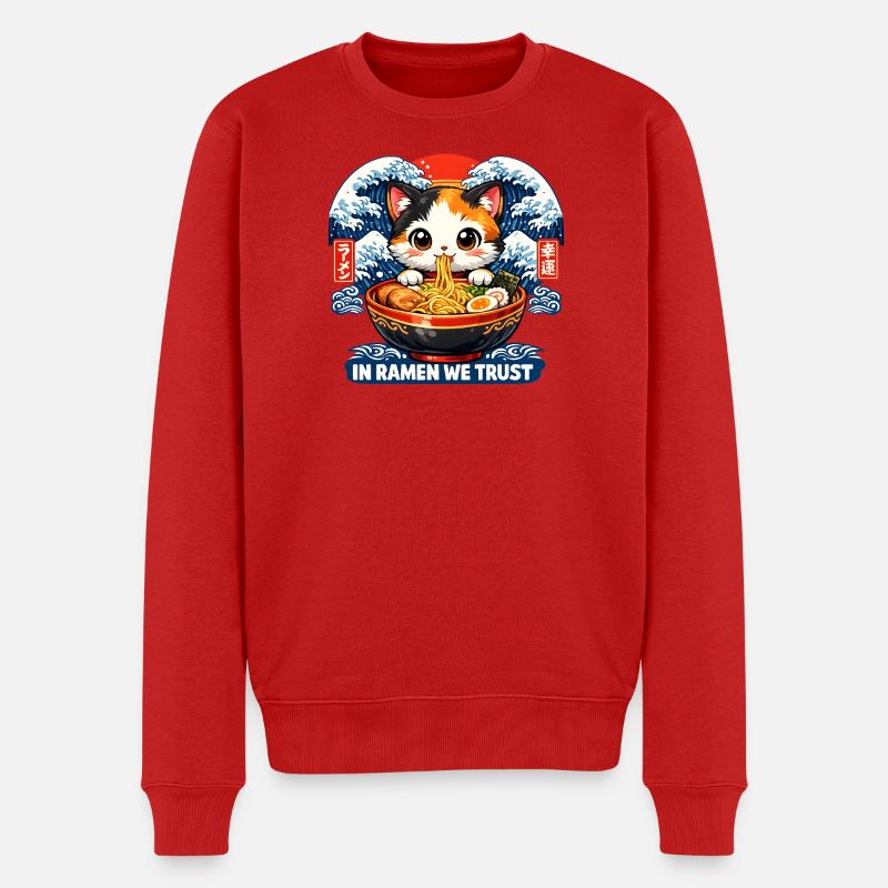 Ich brauche Ramen - Männer Premium Bio Pullover - Rot