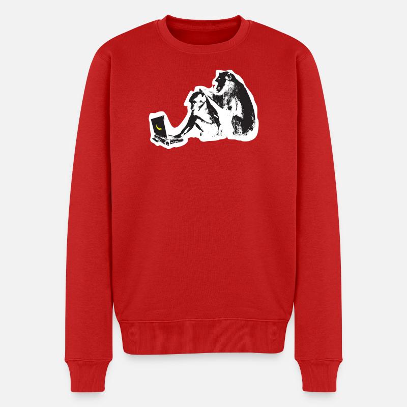Street Art Tech Monkey - Männer Premium Bio Pullover - Rot