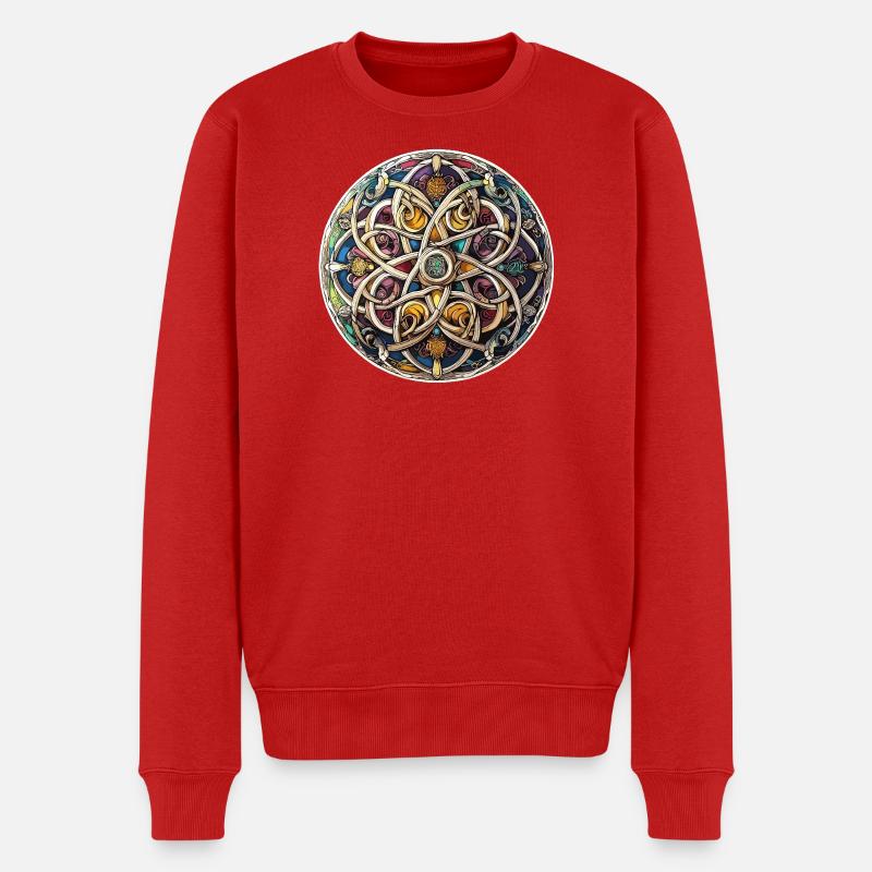 Keltischer Knoten Kaleidoskop - Männer Premium Bio Pullover - Rot