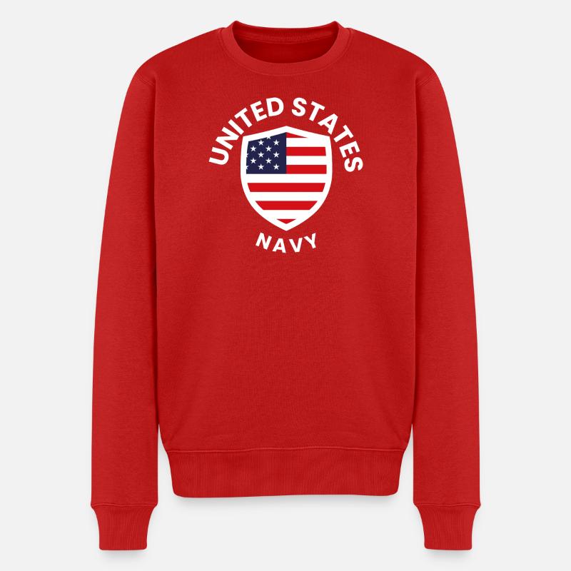 US-Flaggen-Schild-Marine - Männer Premium Bio Pullover - Rot