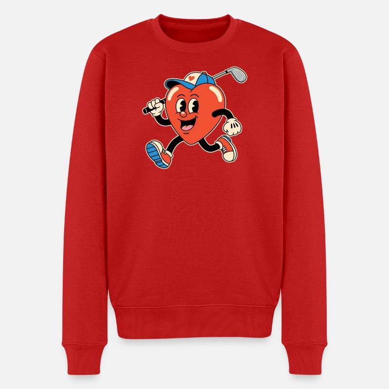 Herz Golf Cartoon - Männer Premium Bio Pullover - Rot