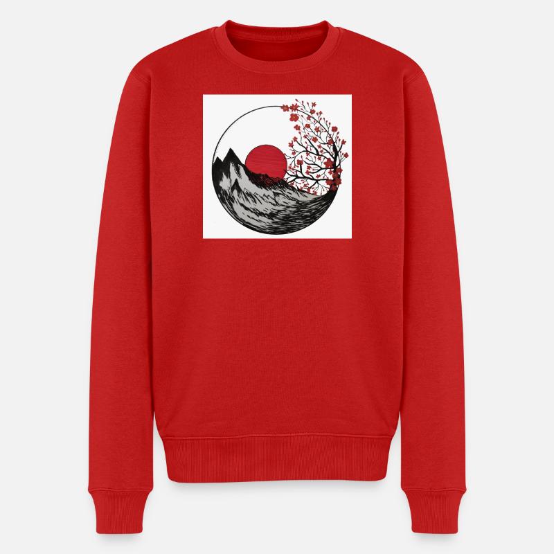 Fuji-Berg - Männer Premium Bio Pullover - Rot