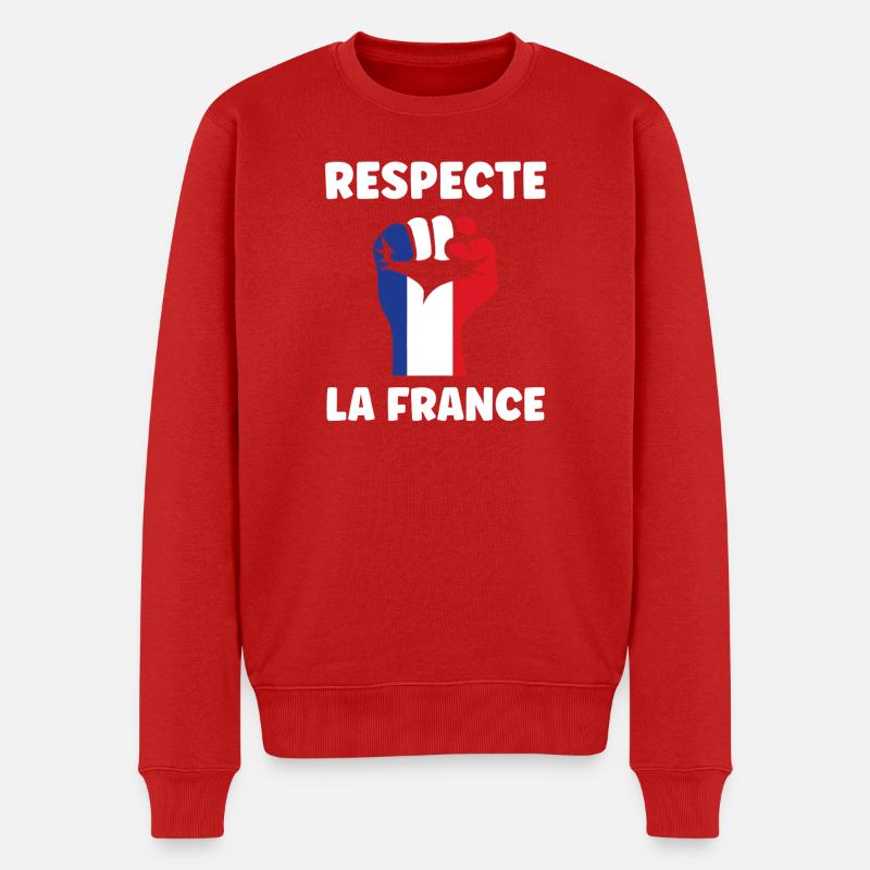 Respekt für Frankreich - Männer Premium Bio Pullover - Rot
