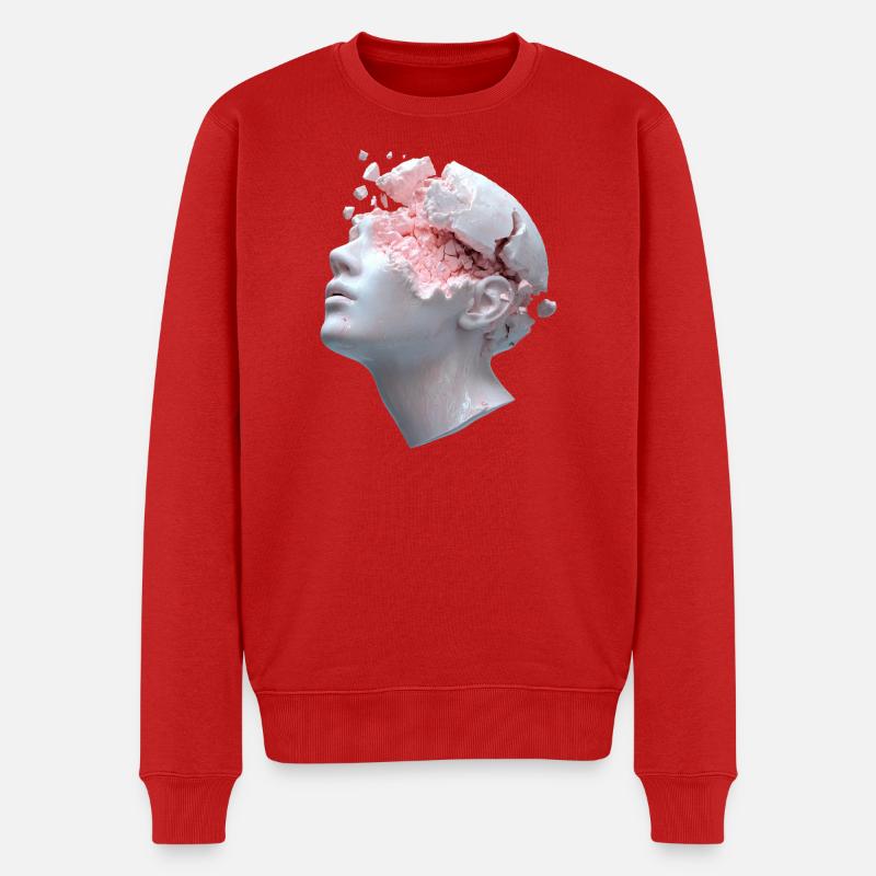 Zerfallender Kopf, innere Gedanken als Trümmer - Männer Premium Bio Pullover - Rot