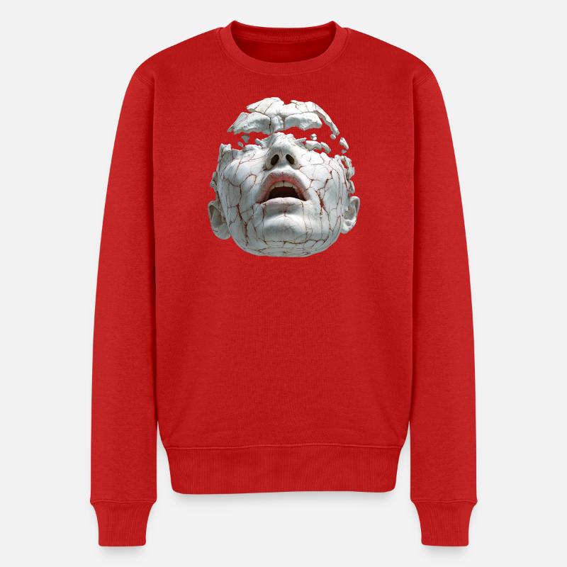 Zerbrochene Porzellanmaske - Männer Premium Bio Pullover - Rot