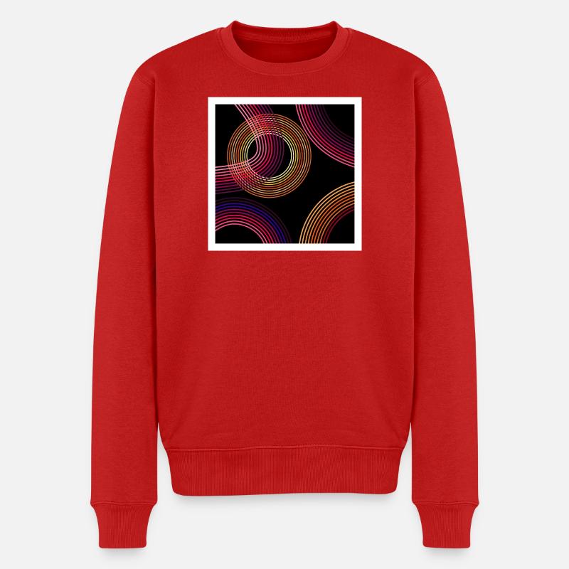 Neon Wirbel - Männer Premium Bio Pullover - Rot