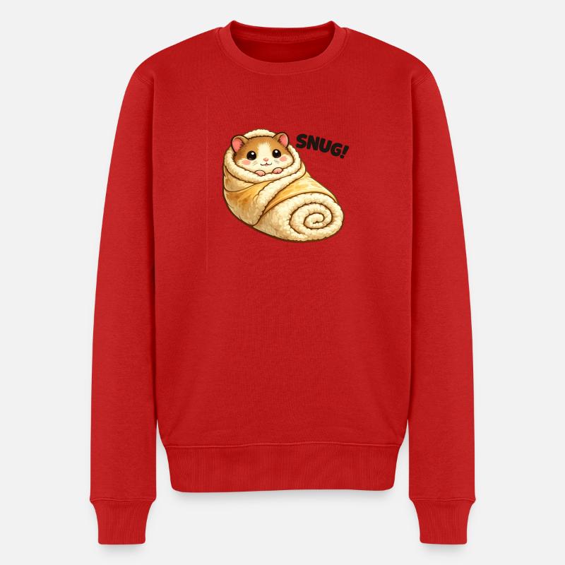 Kuscheliger Hamster in Decke - Männer Premium Bio Pullover - Rot