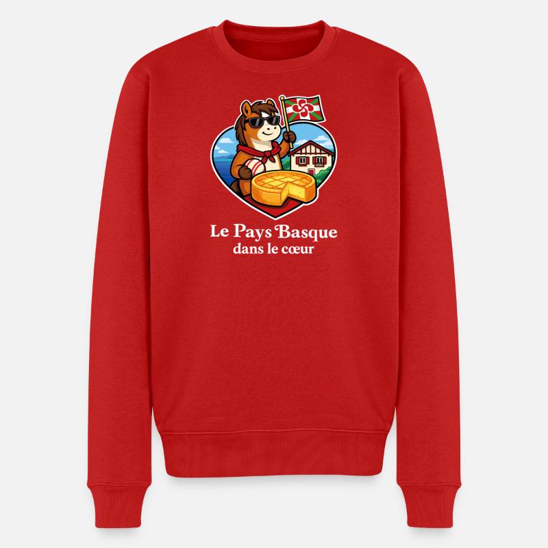 Pays Basque dans le Cœur Pottok Gâteau Basque - Pull Premium bio Homme - rouge