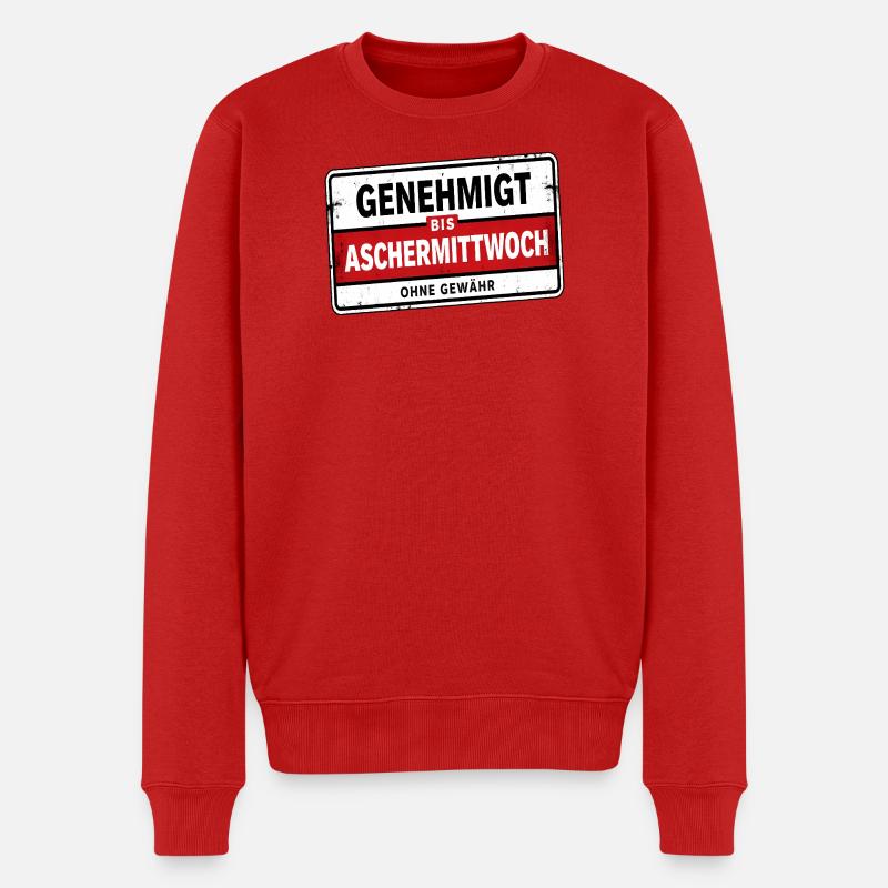 Genehmigt bis Aschermittwoch Satire - Männer Premium Bio Pullover - Rot