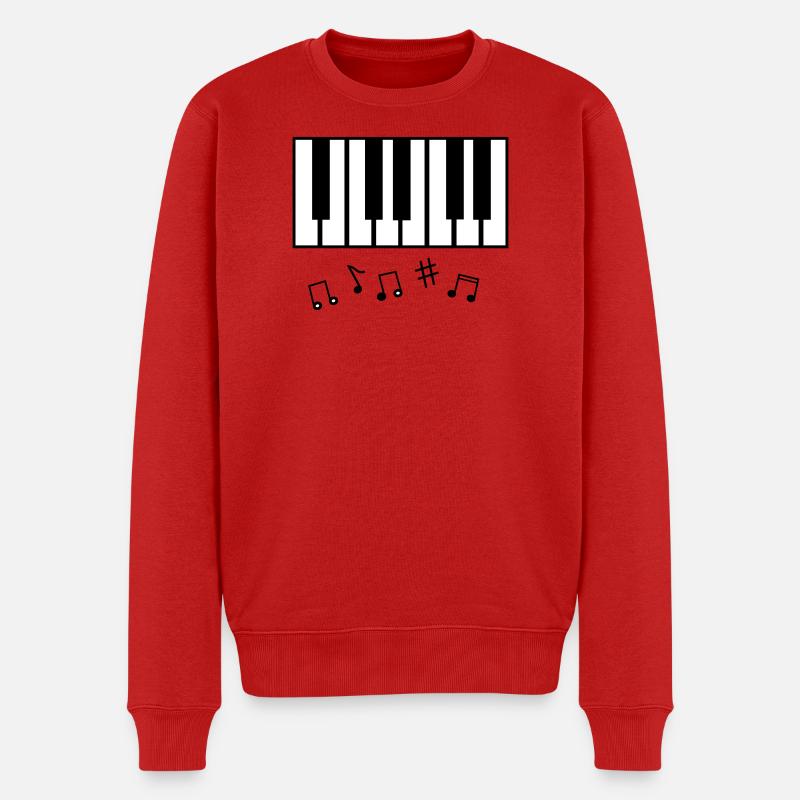 Klaviertasten_und_Notenzeichen - Männer Premium Bio Pullover - Rot