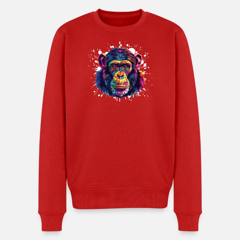 Éclaboussure de portrait de singe - Pull Premium bio Homme - rouge