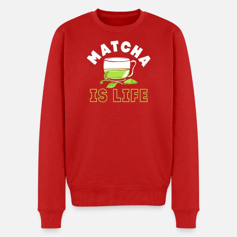 Matcha Tee - Männer Premium Bio Pullover - Rot