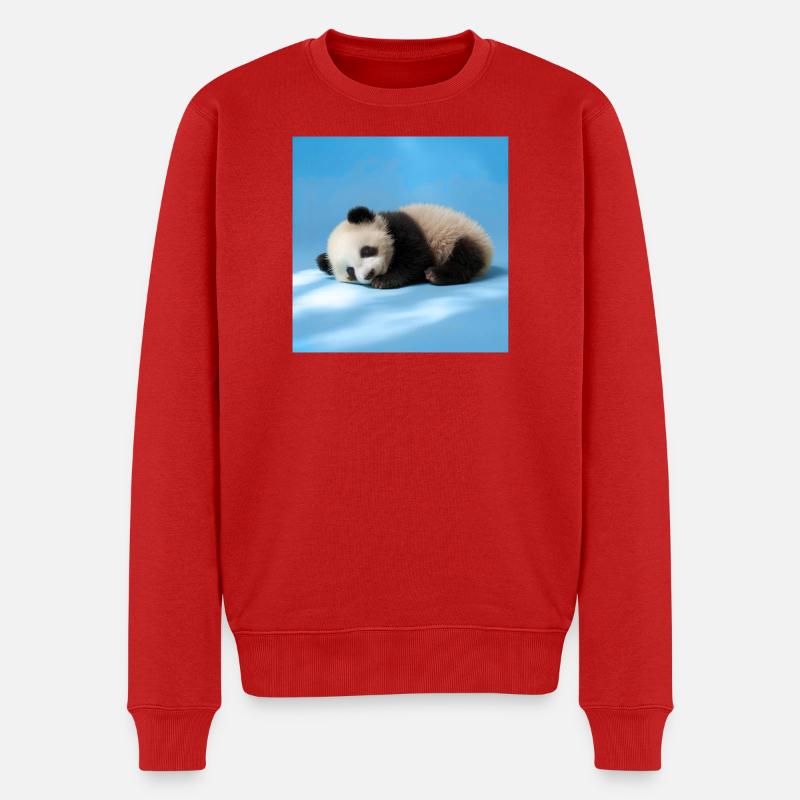 Blauer schlafender Panda - Männer Premium Bio Pullover - Rot