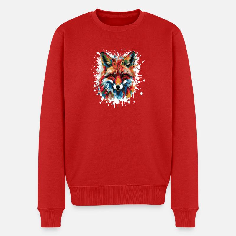 Tête de renard aquarelle - Pull Premium bio Homme - rouge