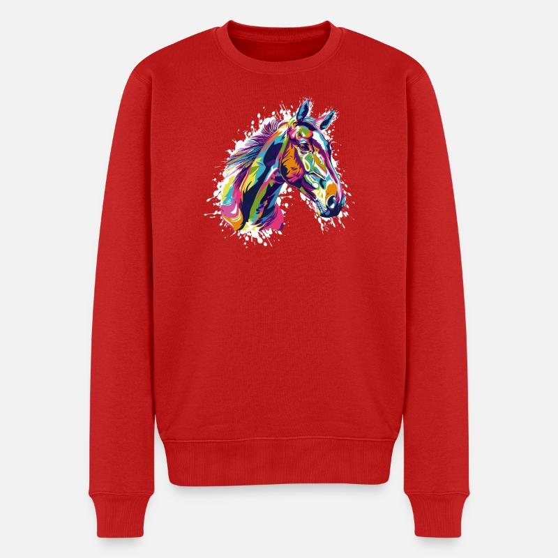 Pferd - Männer Premium Bio Pullover - Rot