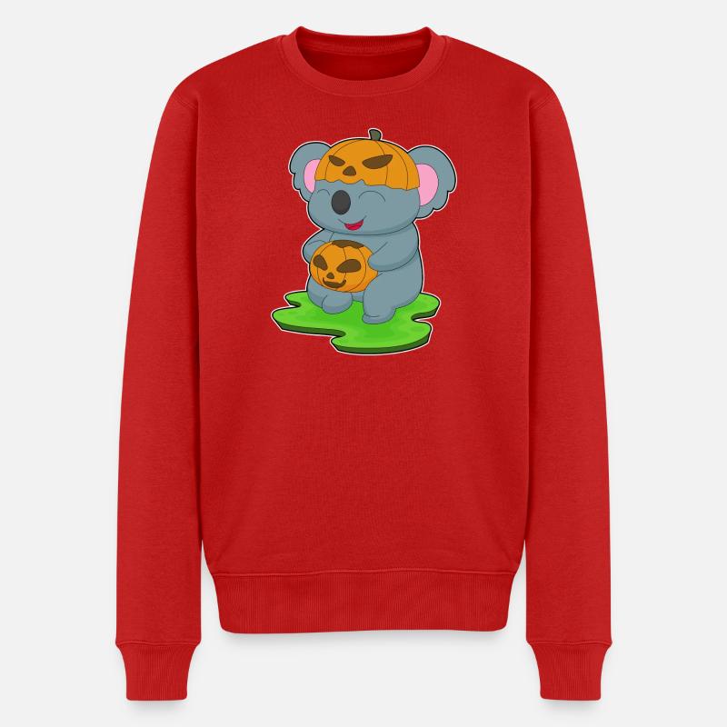 Koala Halloween Kürbis - Männer Premium Bio Pullover - Rot