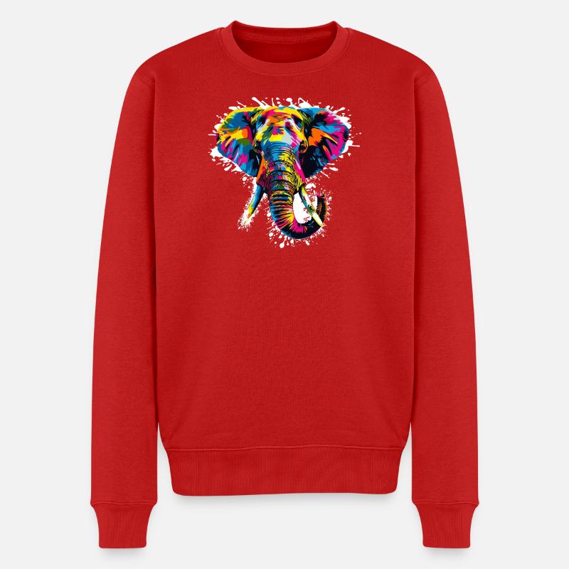 Elefant Art Design - Männer Premium Bio Pullover - Rot