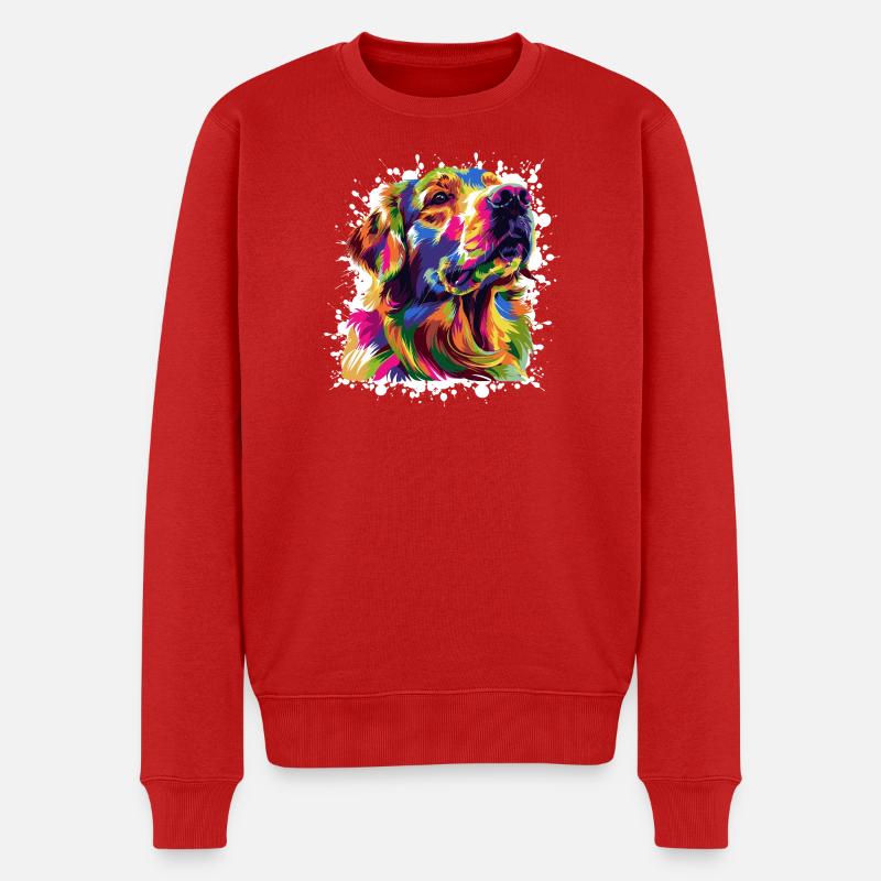 Graffiti d’art chien - Pull Premium bio Homme - rouge