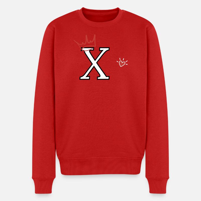 Lettre x couronne cœur - Pull Premium bio Homme - rouge