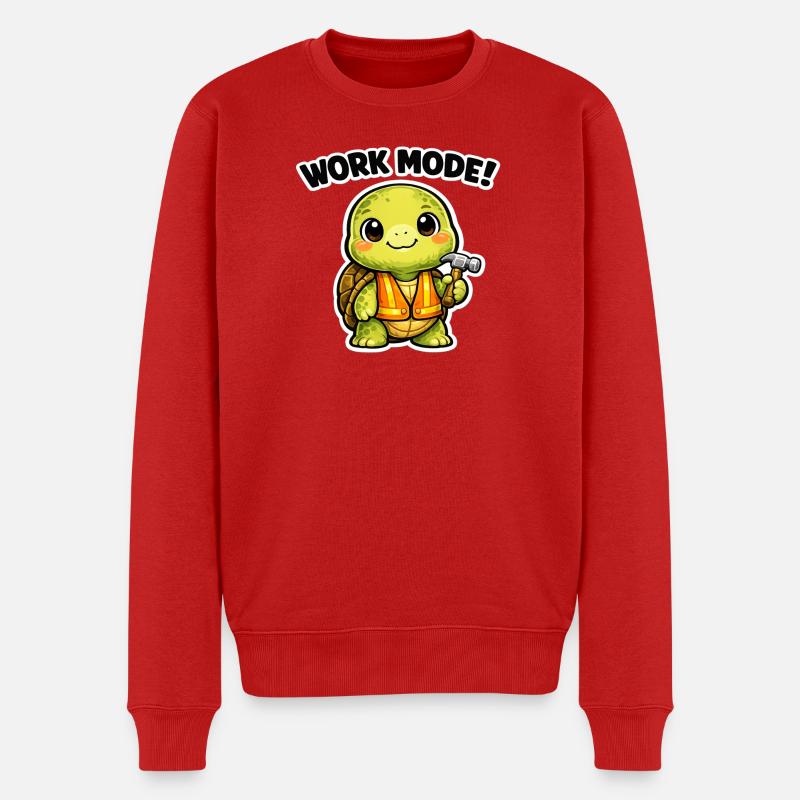 Arbeitsmodus Schildkröte Bauheld - Männer Premium Bio Pullover - Rot