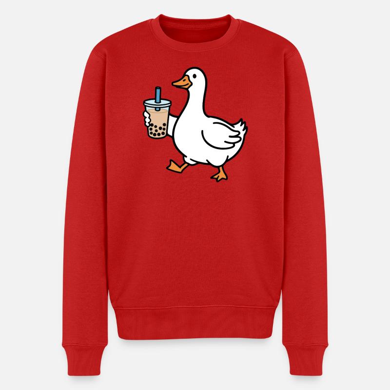 Quakende Ente mit Bubble Tea - Männer Premium Bio Pullover - Rot
