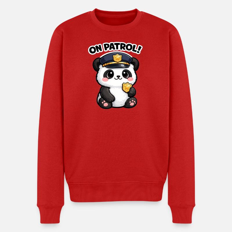 Panda Auf Streife - Männer Premium Bio Pullover - Rot
