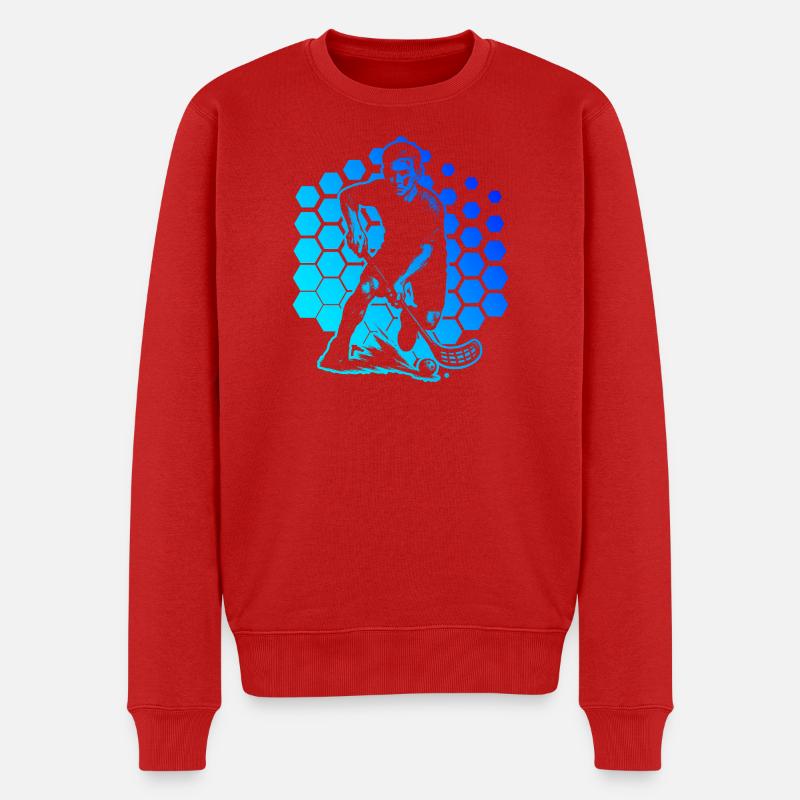 Floorball Fans aufgepasst schlichtes Statement - Männer Premium Bio Pullover - Rot