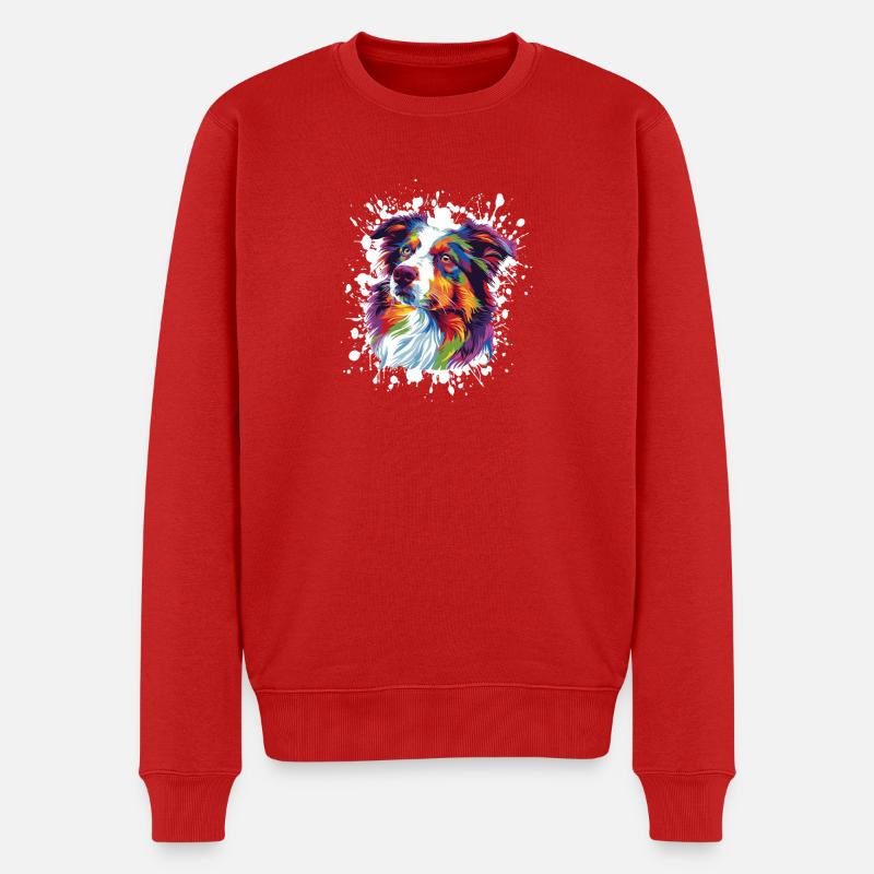 Hund Tier Kunst - Männer Premium Bio Pullover - Rot