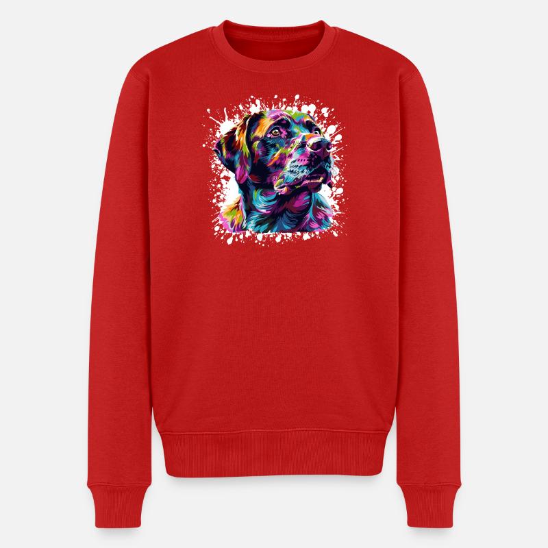 Hund Tier Kunst - Männer Premium Bio Pullover - Rot