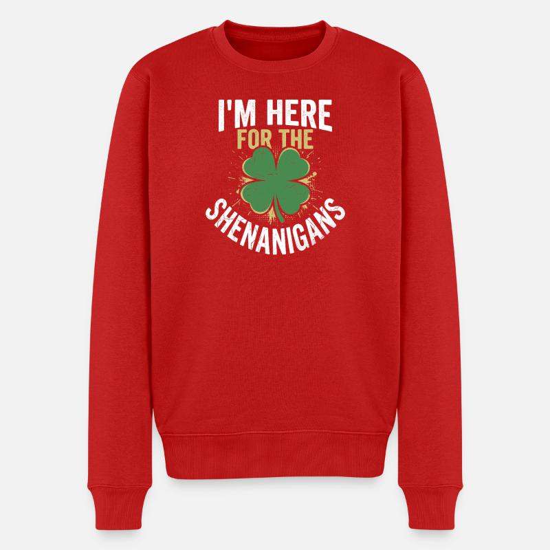 Shenanigans mit Kleeblatt - Männer Premium Bio Pullover - Rot