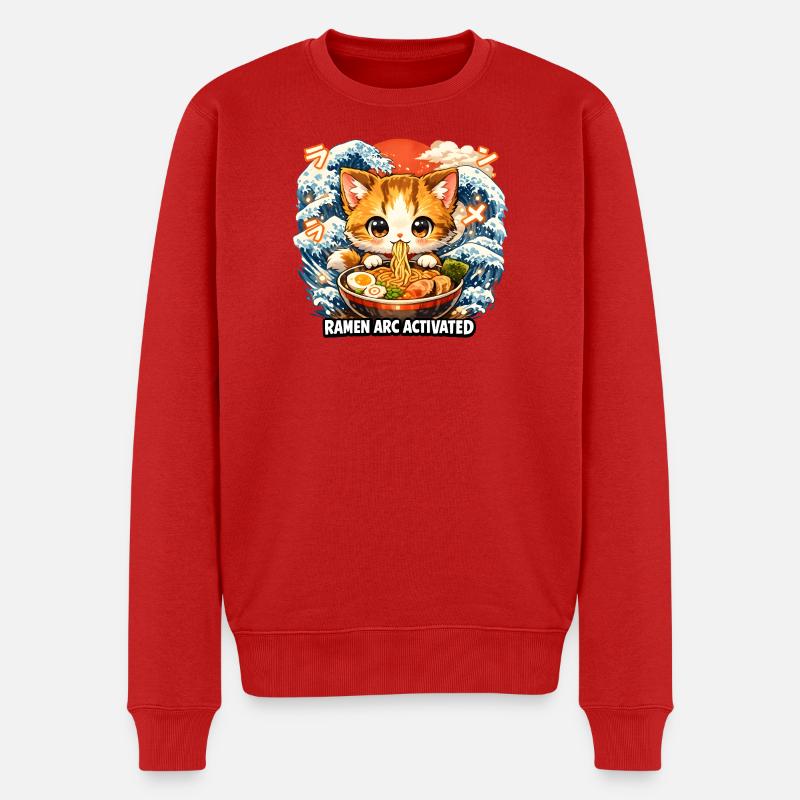 Kawaii Cat Ramen Nouilles Anime Chat - Pull Premium bio Homme - rouge