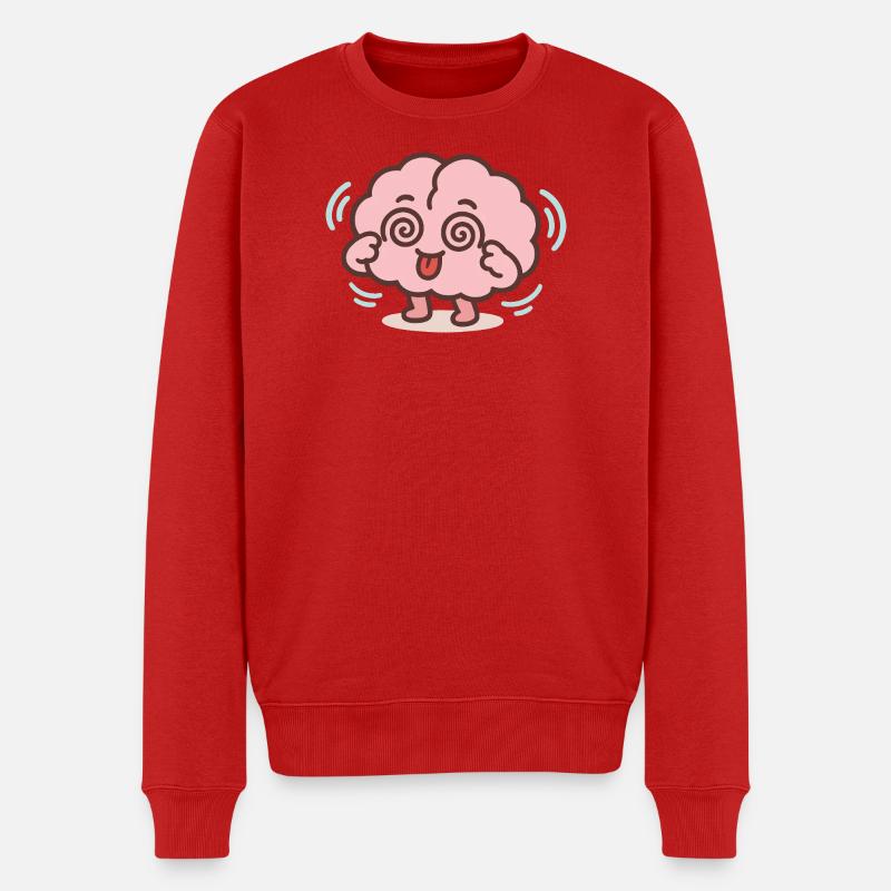 Verspieltes Gehirn-Maskottchen-Tee - Männer Premium Bio Pullover - Rot