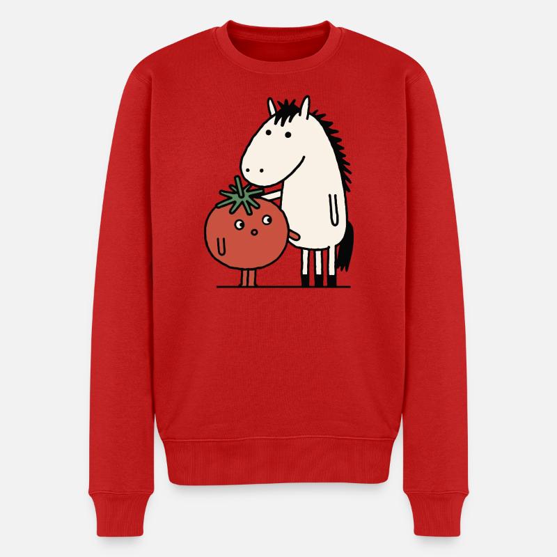 Pferde- und Tomatengefährten - Männer Premium Bio Pullover - Rot