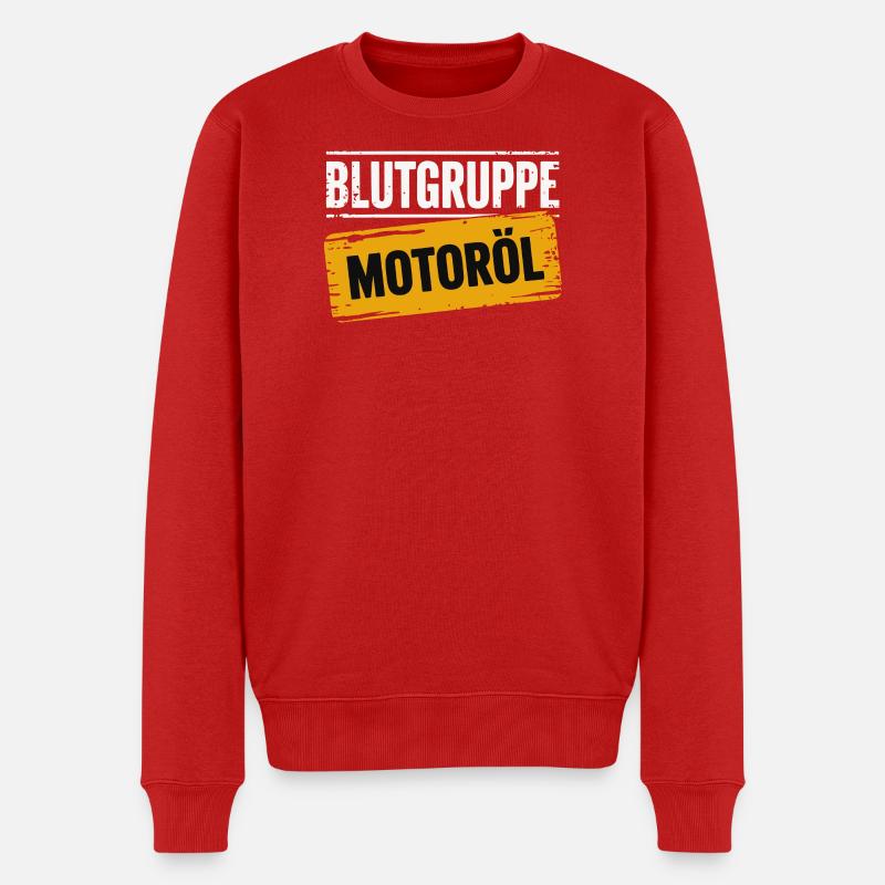 Blutgruppe Motoröl Schrauber Design - Männer Premium Bio Pullover - Rot