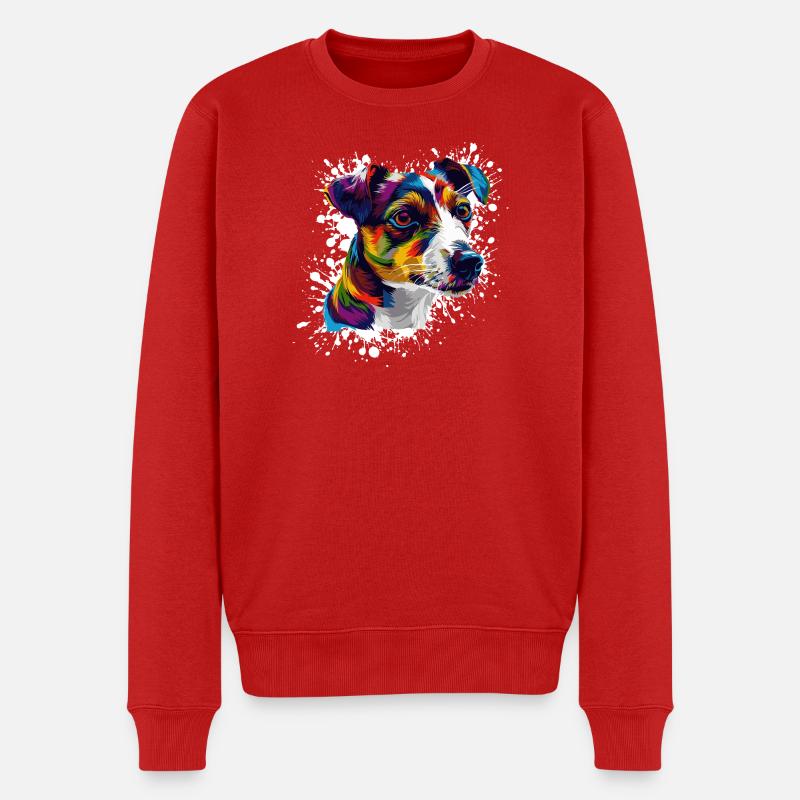 Chien Portrait Chien Éclaboussure - Pull Premium bio Homme - rouge