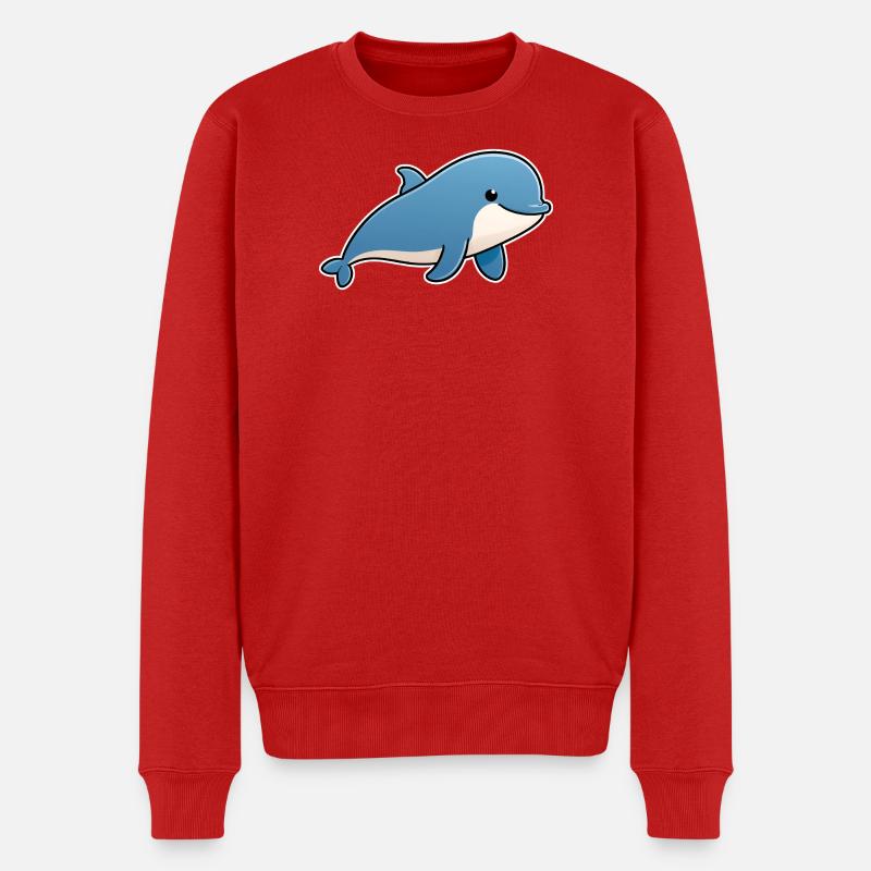 Blauer Delfin – freundlicher Meeresfreund - Männer Premium Bio Pullover - Rot