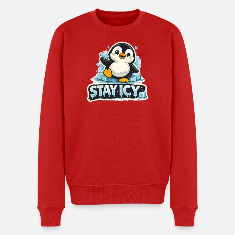 Stay Icy Pinguin - Männer Premium Bio Pullover - Rot