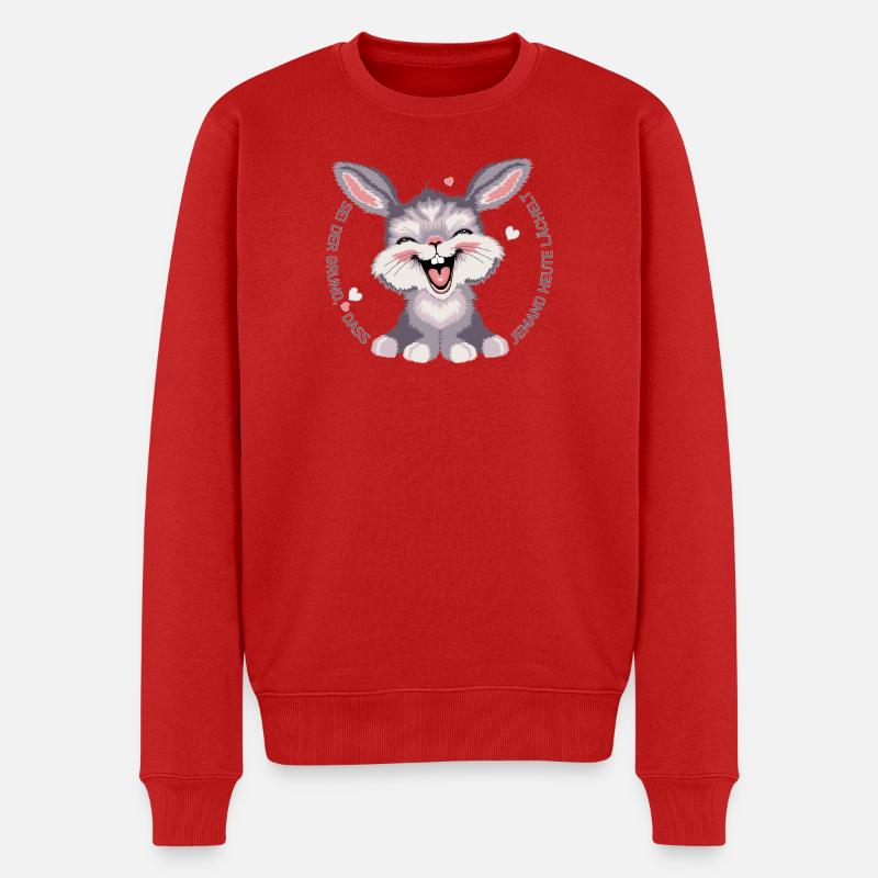 happy_hasi1 - Männer Premium Bio Pullover - Rot