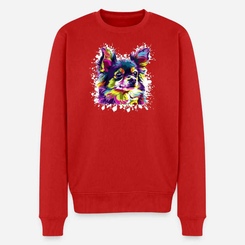 Hund Chihuahua Portrait - Männer Premium Bio Pullover - Rot
