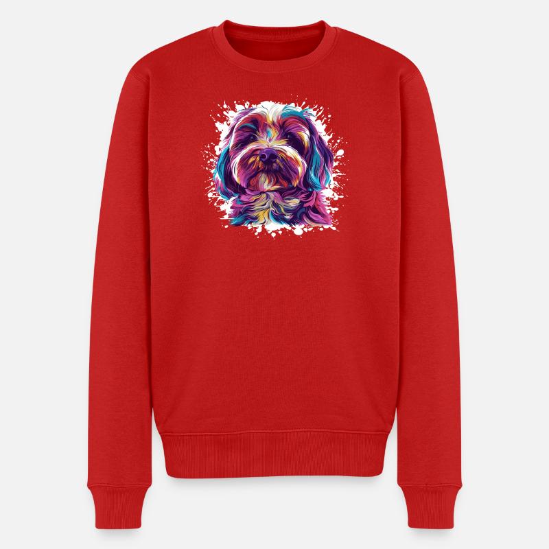 Portrait de chien : Éclaboussure aquarelle - Pull Premium bio Homme - rouge