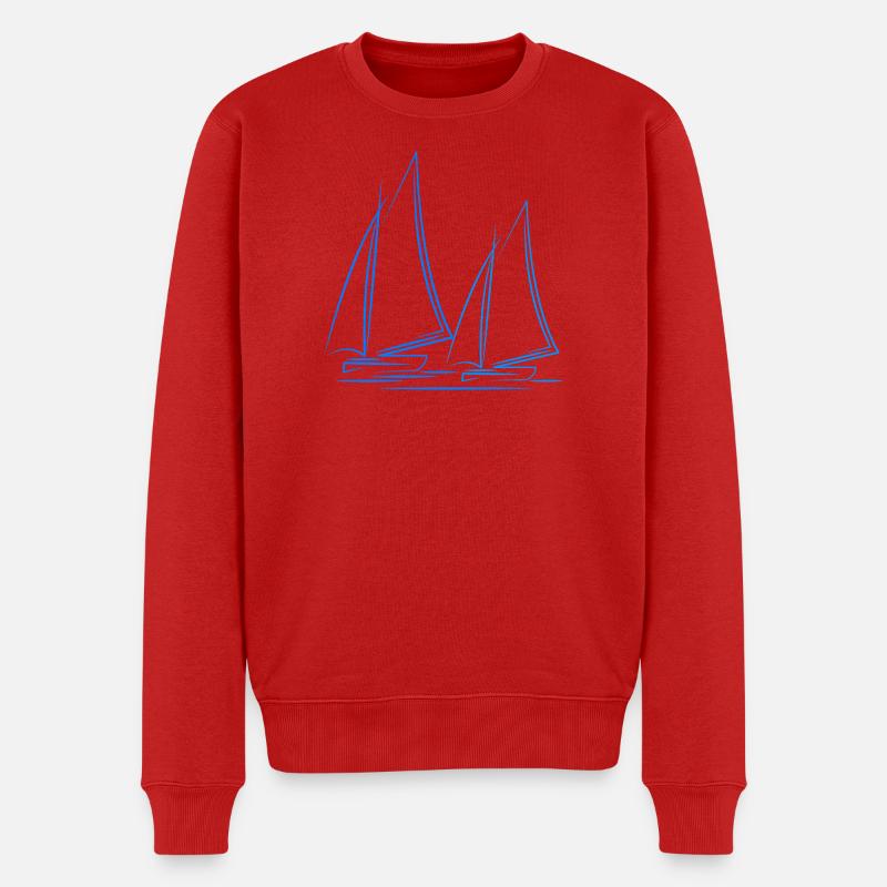 Segeln Segelboot Boot - Männer Premium Bio Pullover - Rot