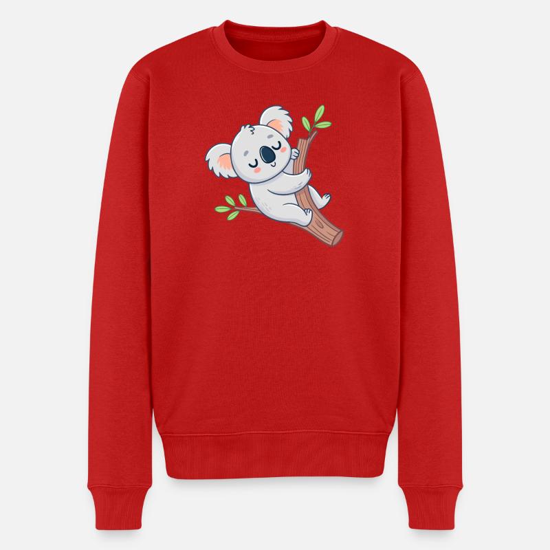 Koala rêveur sur branche joyeuse - Pull Premium bio Homme - rouge