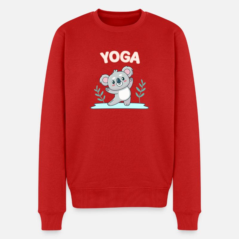 Koala Yoga Zen Pastel - Männer Premium Bio Pullover - Rot