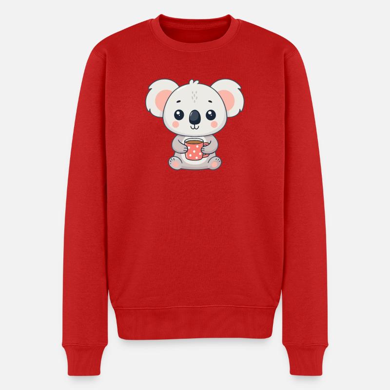 Süßer Koala mit Kaffee - Männer Premium Bio Pullover - Rot