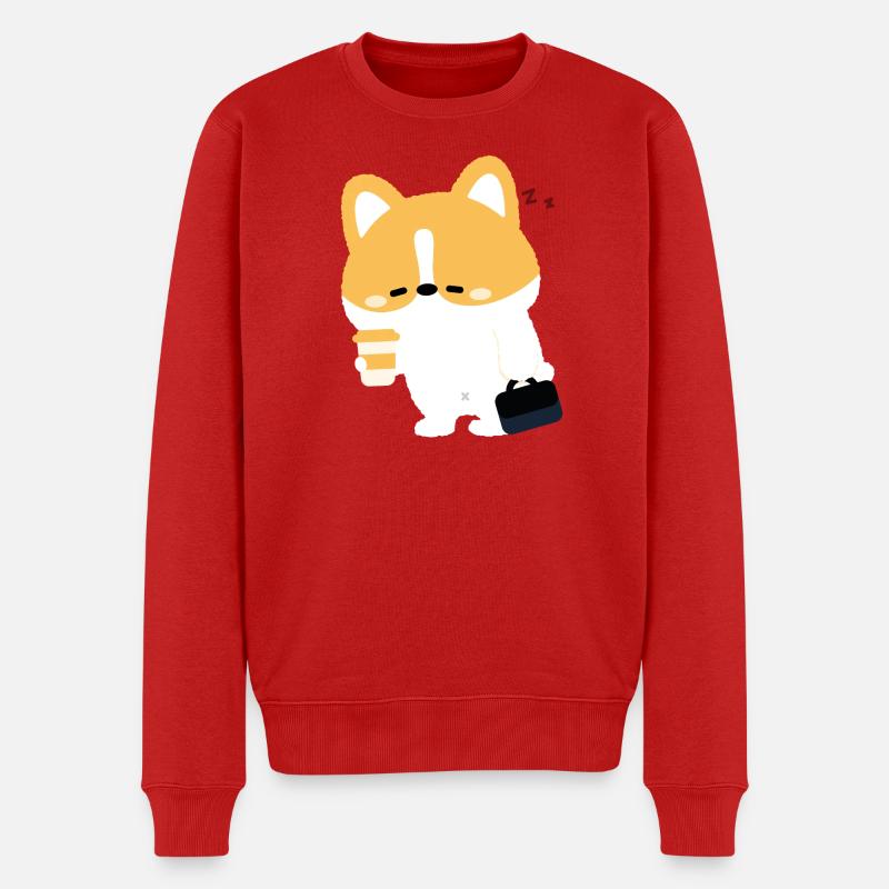 Café Corgi Fatigué - Pull Premium bio Homme - rouge