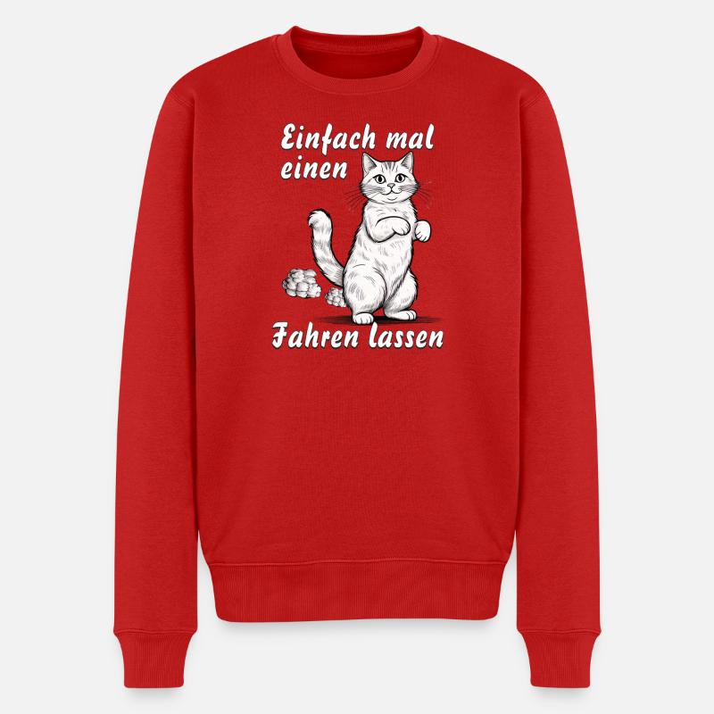 KATZE Einfach einen fahren lassen - Männer Premium Bio Pullover - Rot