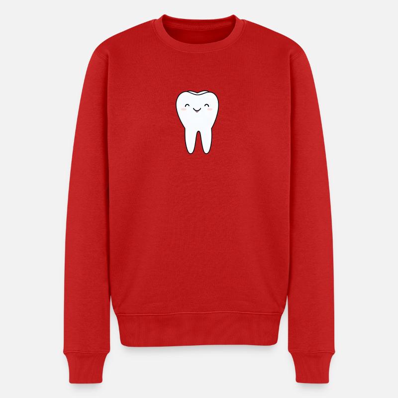 Dessin animé Dent Joyeuse - Pull Premium bio Homme - rouge